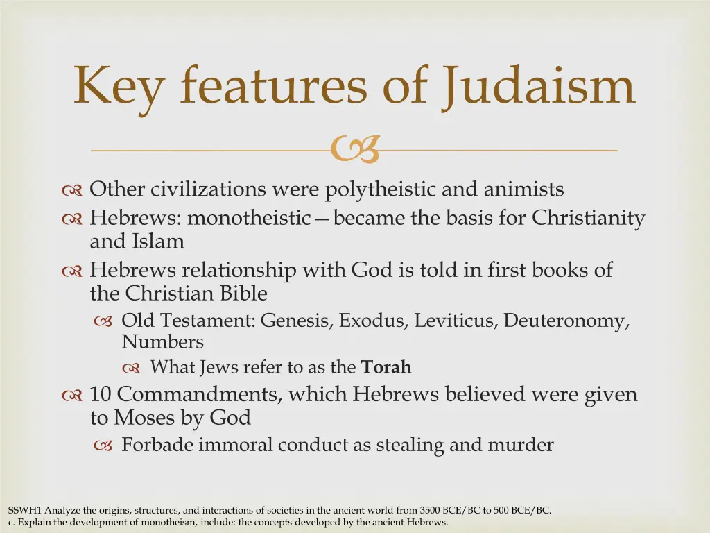 key features of judaism