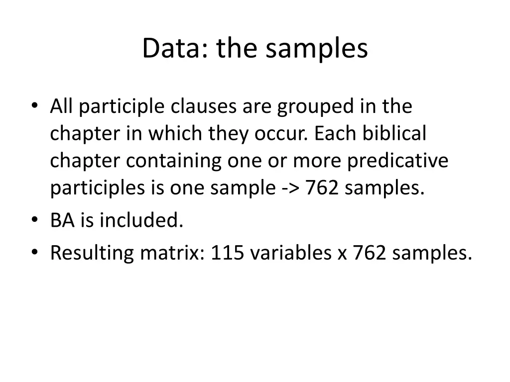 data the samples