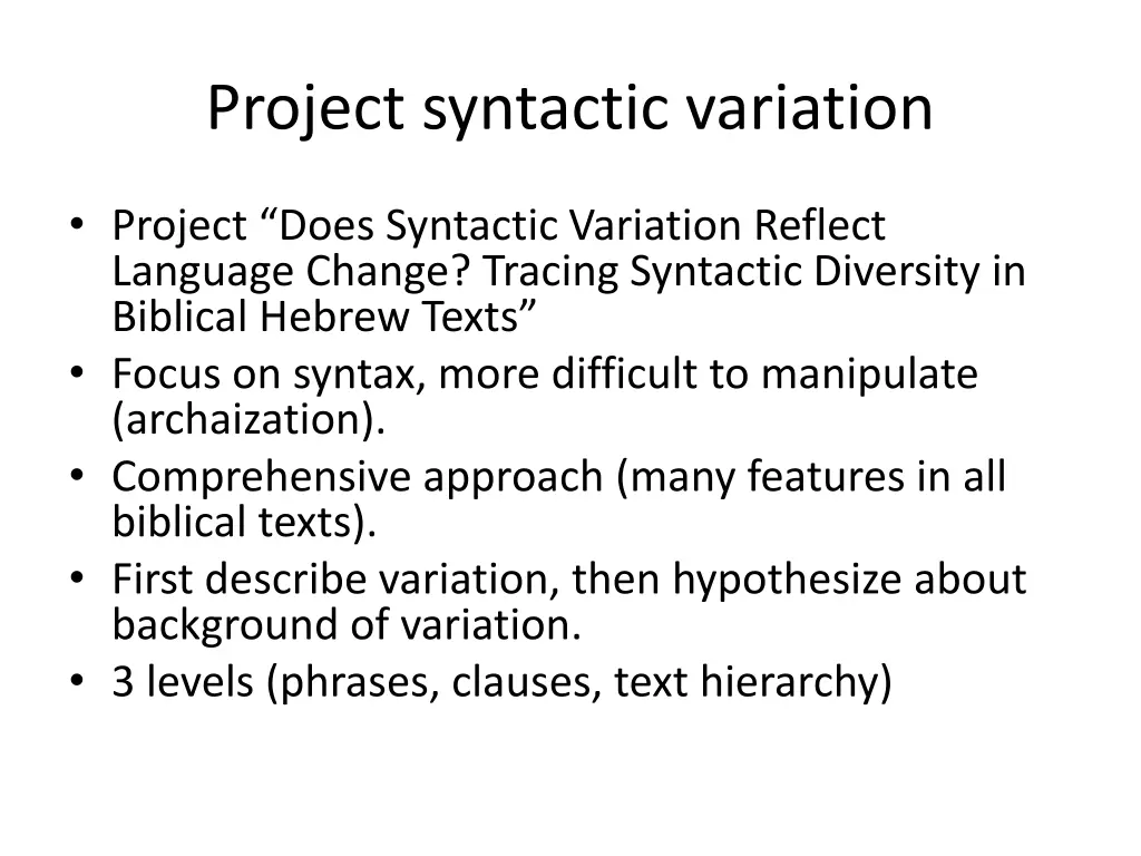 project syntactic variation