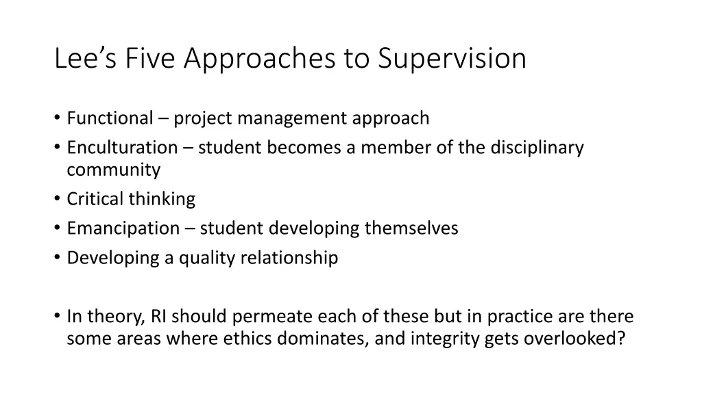 lee s five approaches to supervision