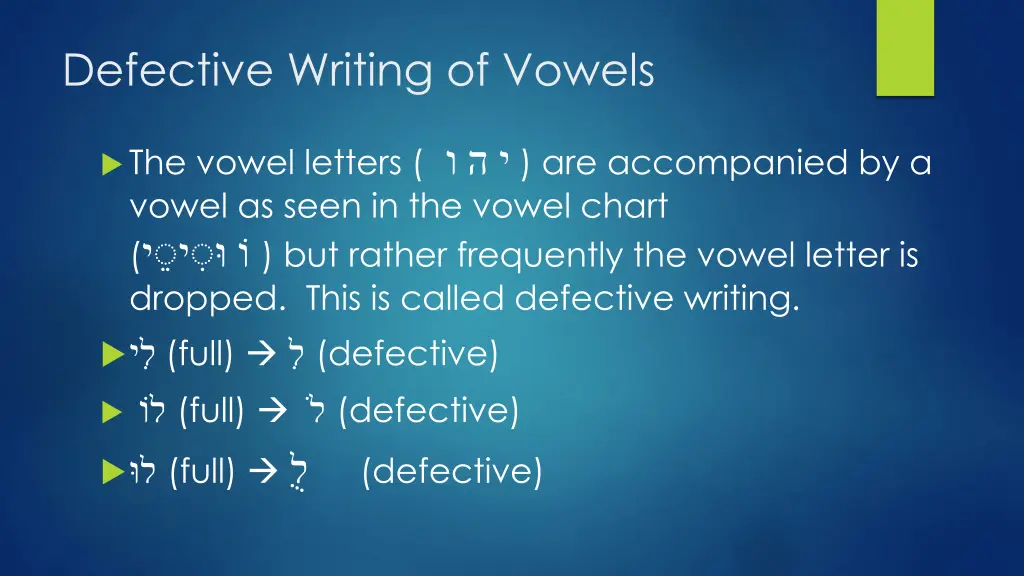 defective writing of vowels