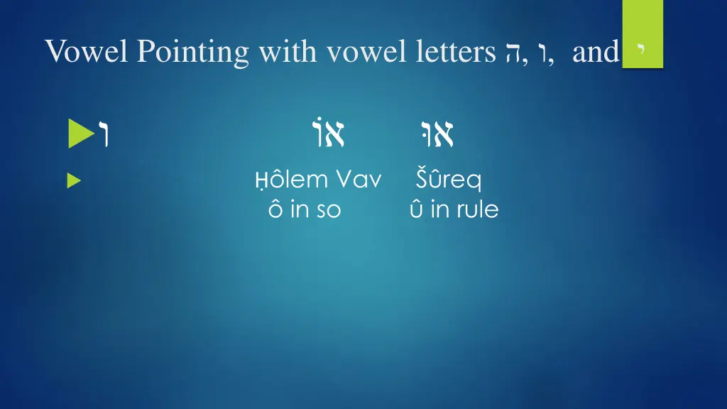 vowel pointing with vowel letters and 2