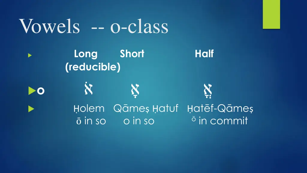 vowels o class