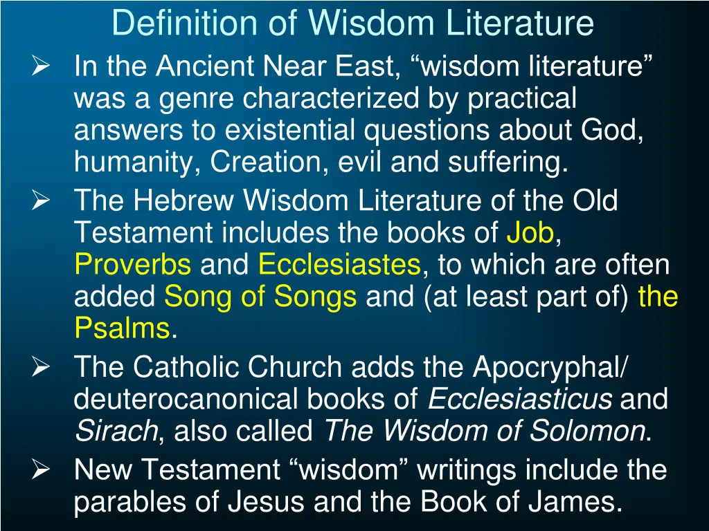 definition of wisdom literature in the ancient