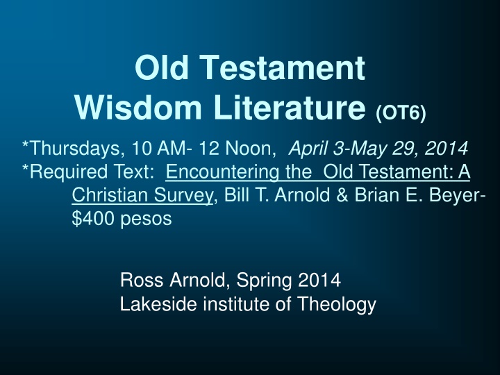 old testament wisdom literature ot6 thursdays