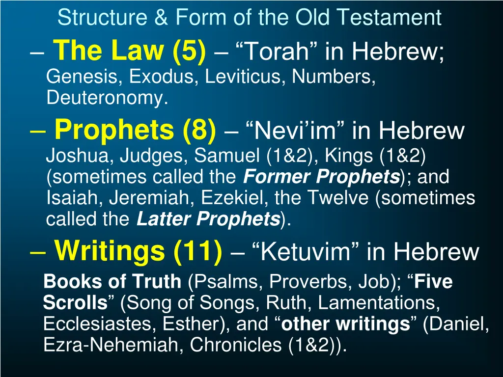 structure form of the old testament