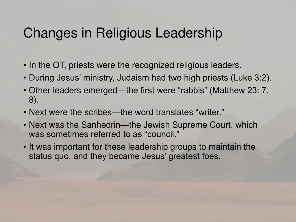 changes in religious leadership