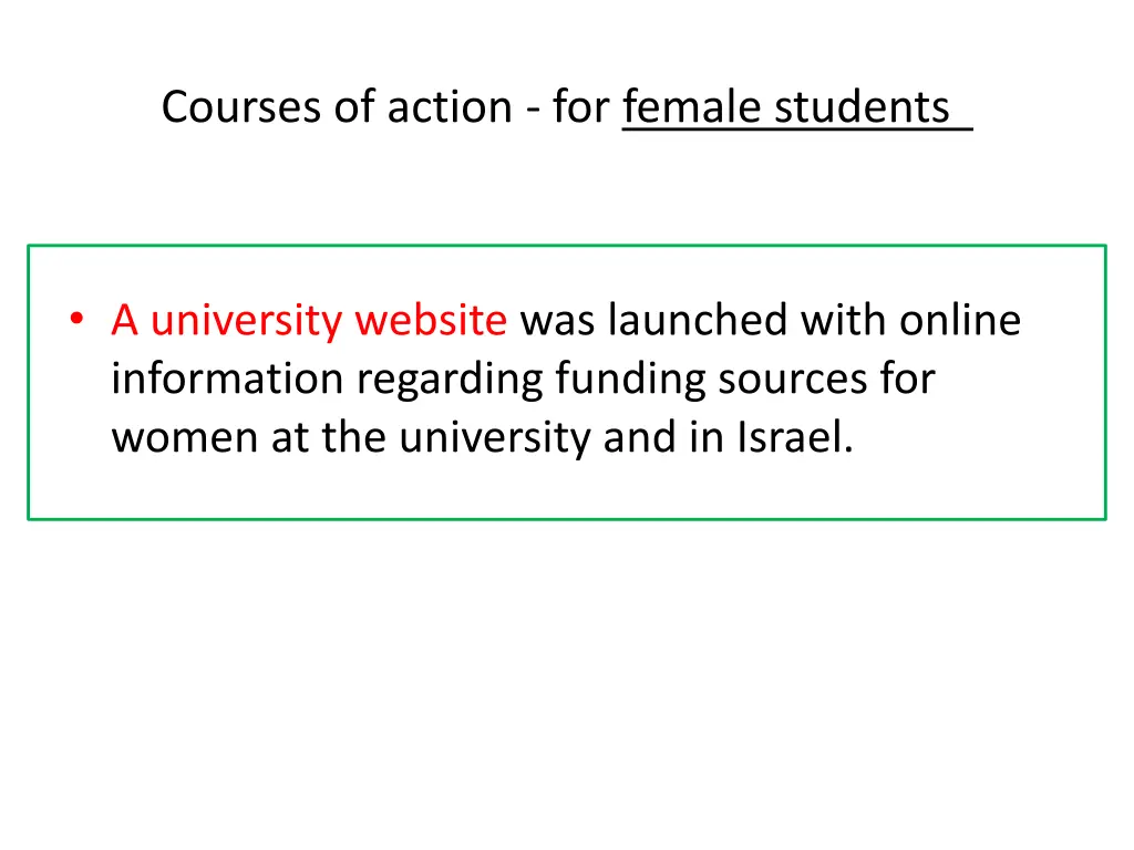 courses of action for female students