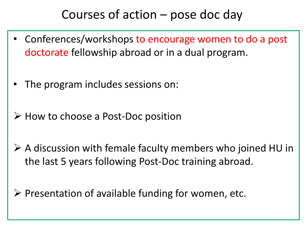 courses of action pose doc day