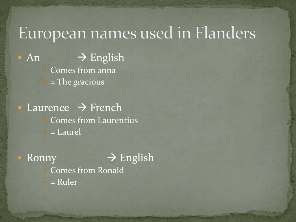 european names used in flanders