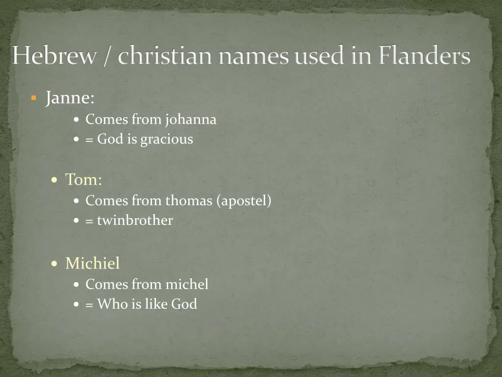 hebrew christian names used in flanders