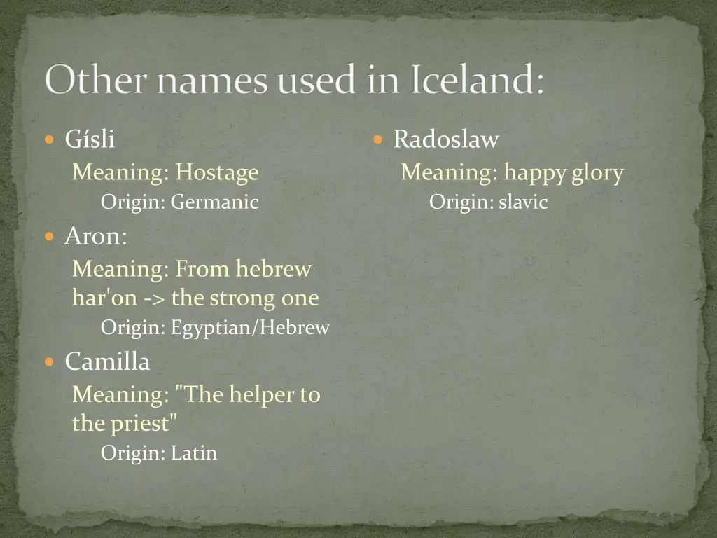 other names used in iceland