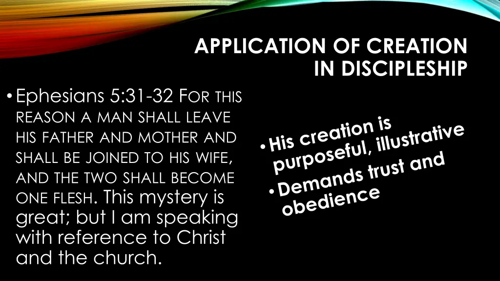 application of creation in discipleship 10