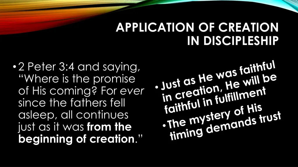 application of creation in discipleship 15