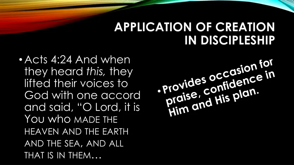 application of creation in discipleship 4