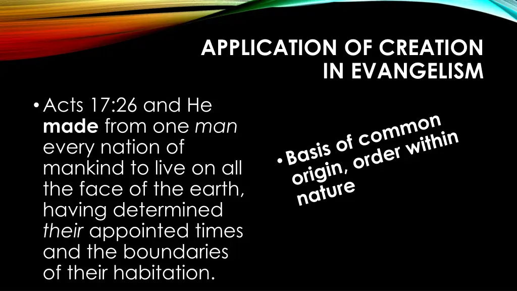 application of creation in evangelism 6