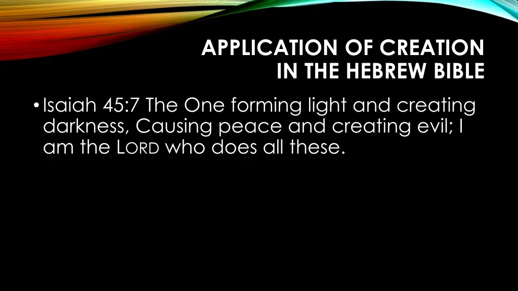 application of creation in the hebrew bible 3