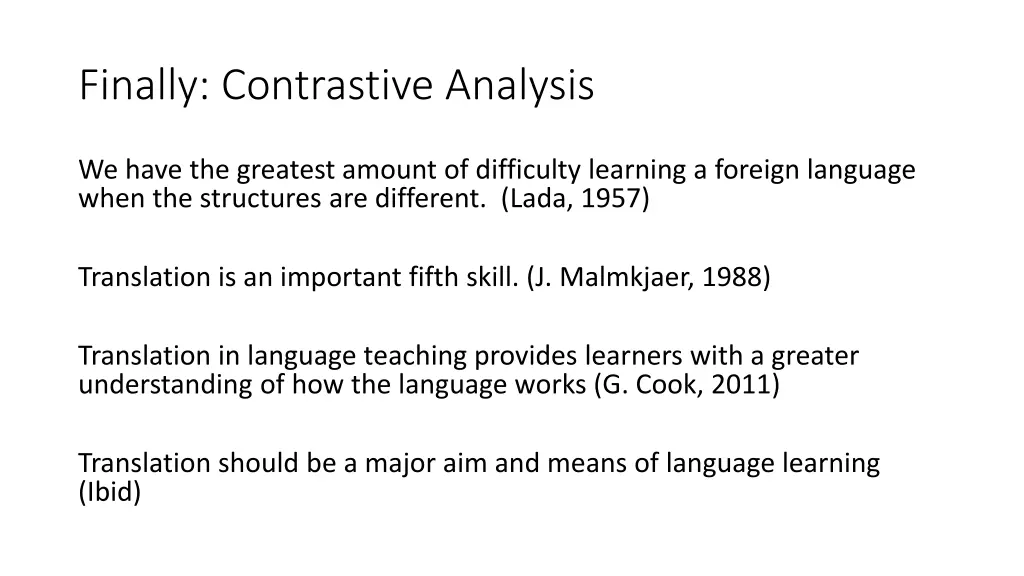 finally contrastive analysis