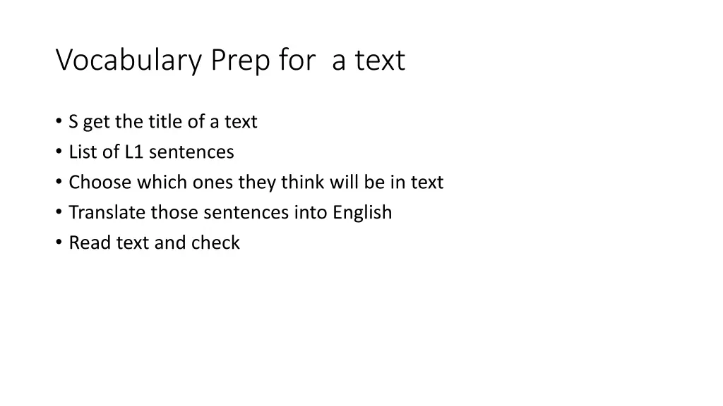 vocabulary prep for a text