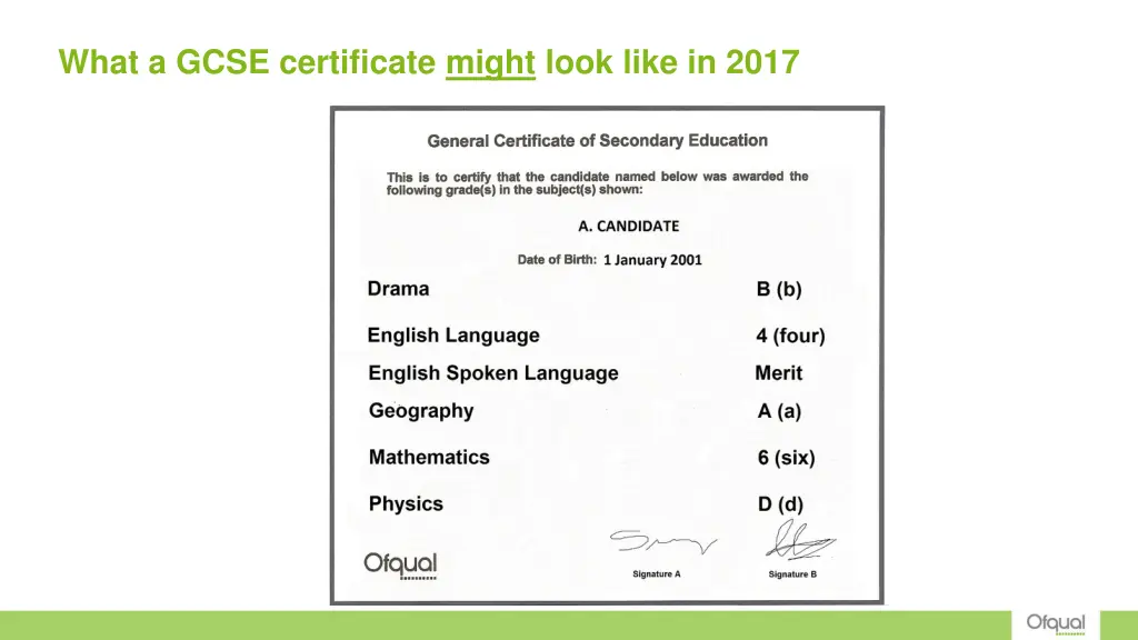 what a gcse certificate might look like in 2017