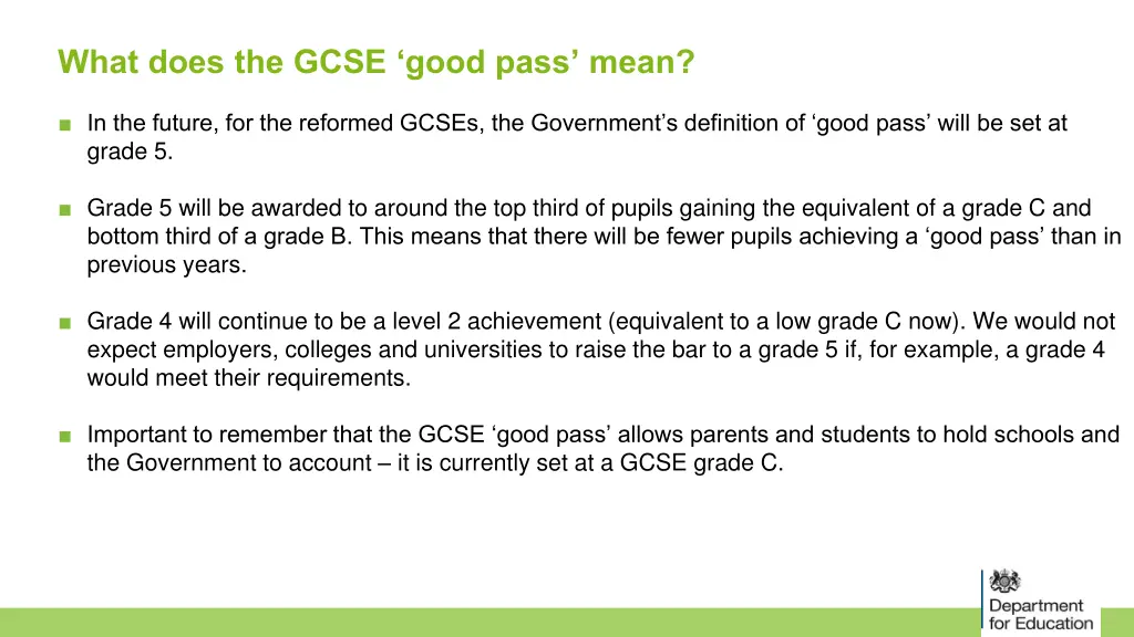 what does the gcse good pass mean