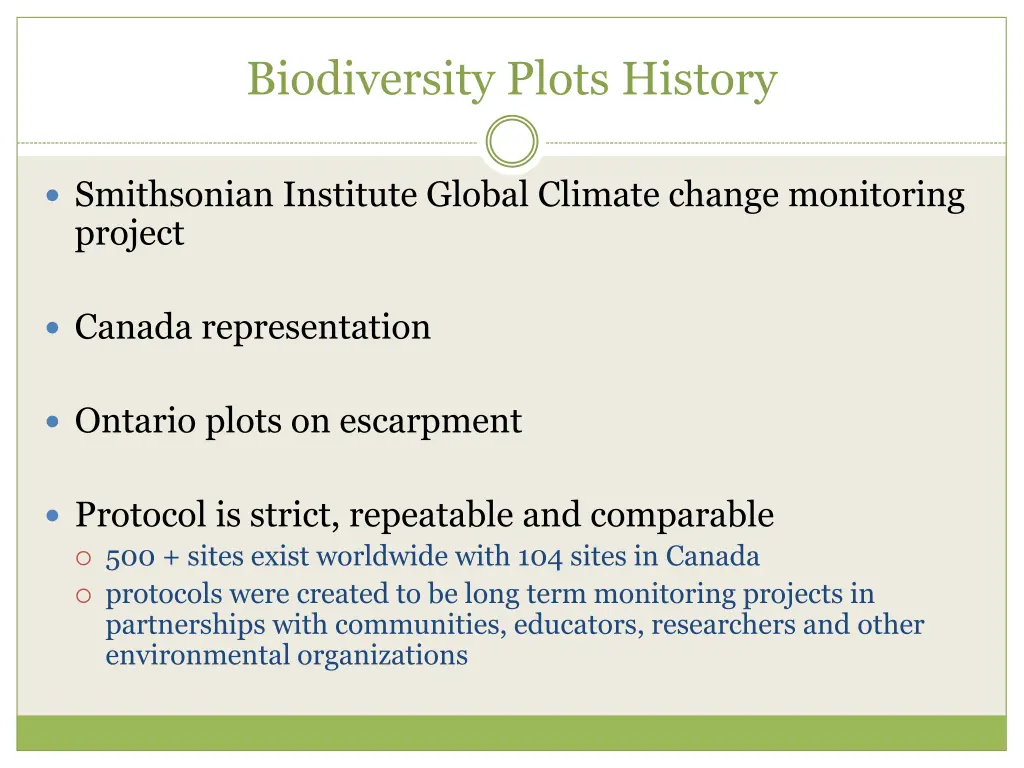 biodiversity plots history