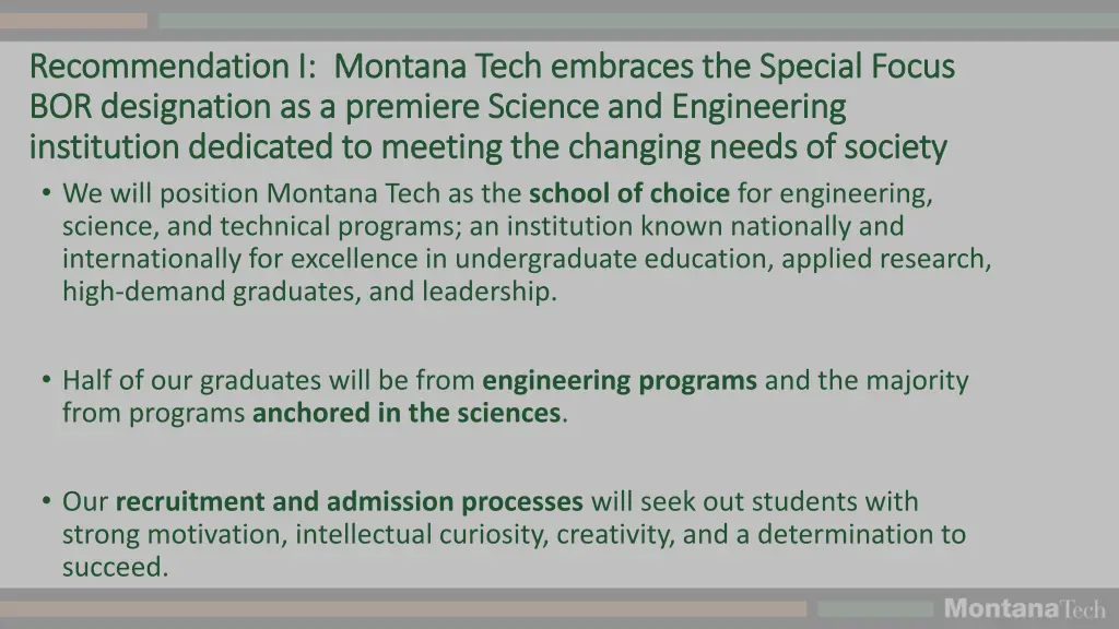 recommendation i montana tech embraces