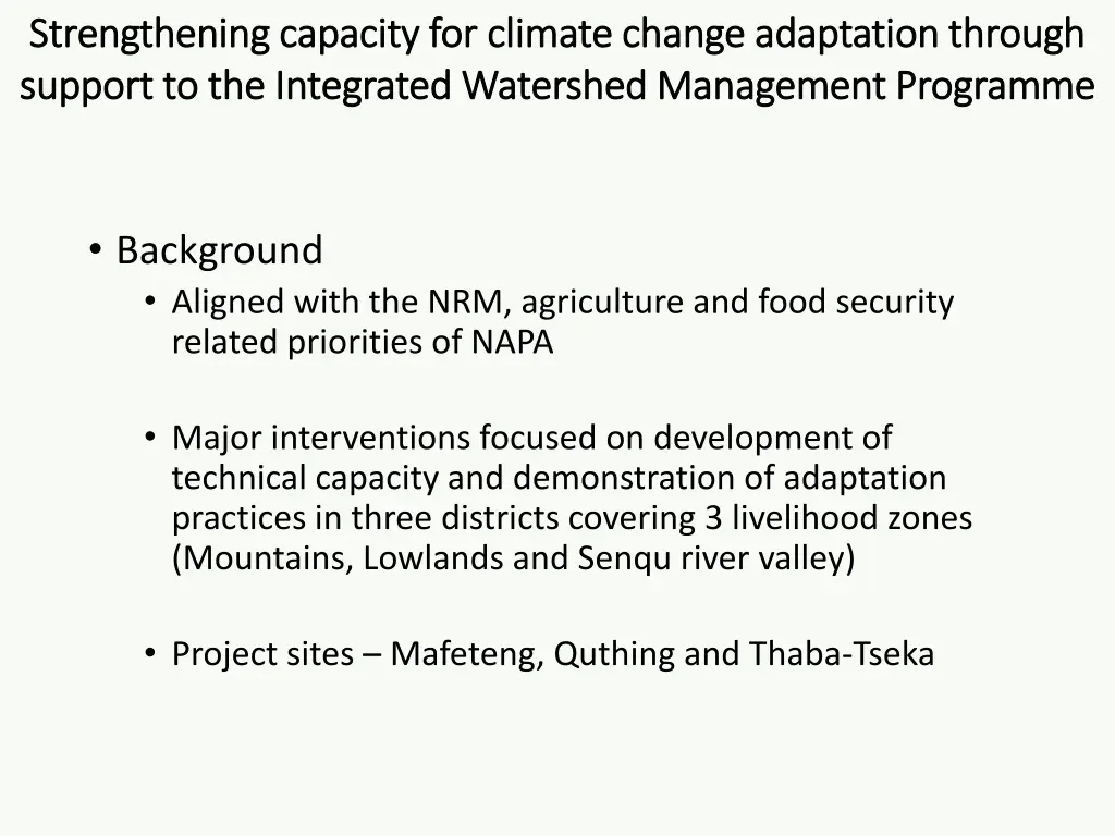 strengthening capacity for climate change