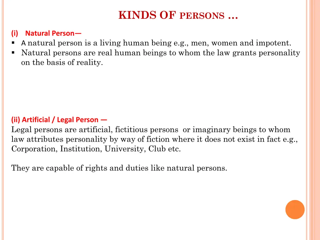 kinds of persons