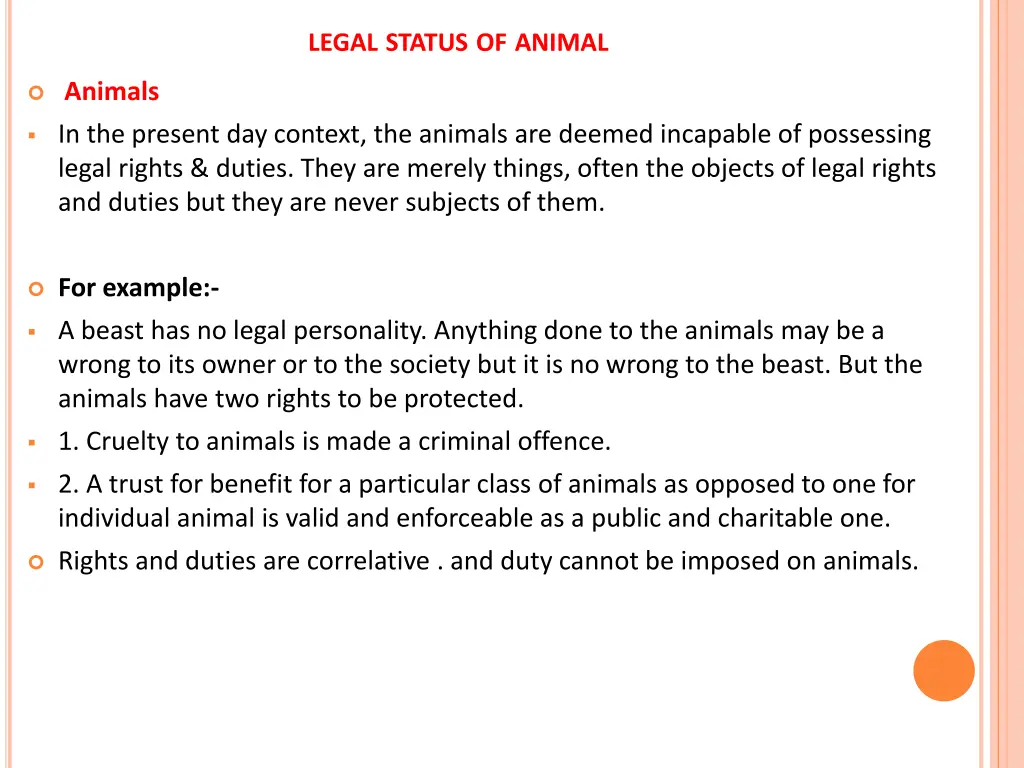 legal status of animal