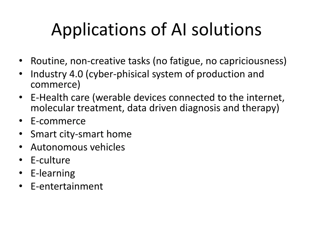 applications of ai solutions