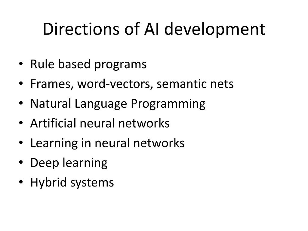 directions of ai development