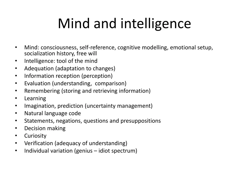 mind and intelligence