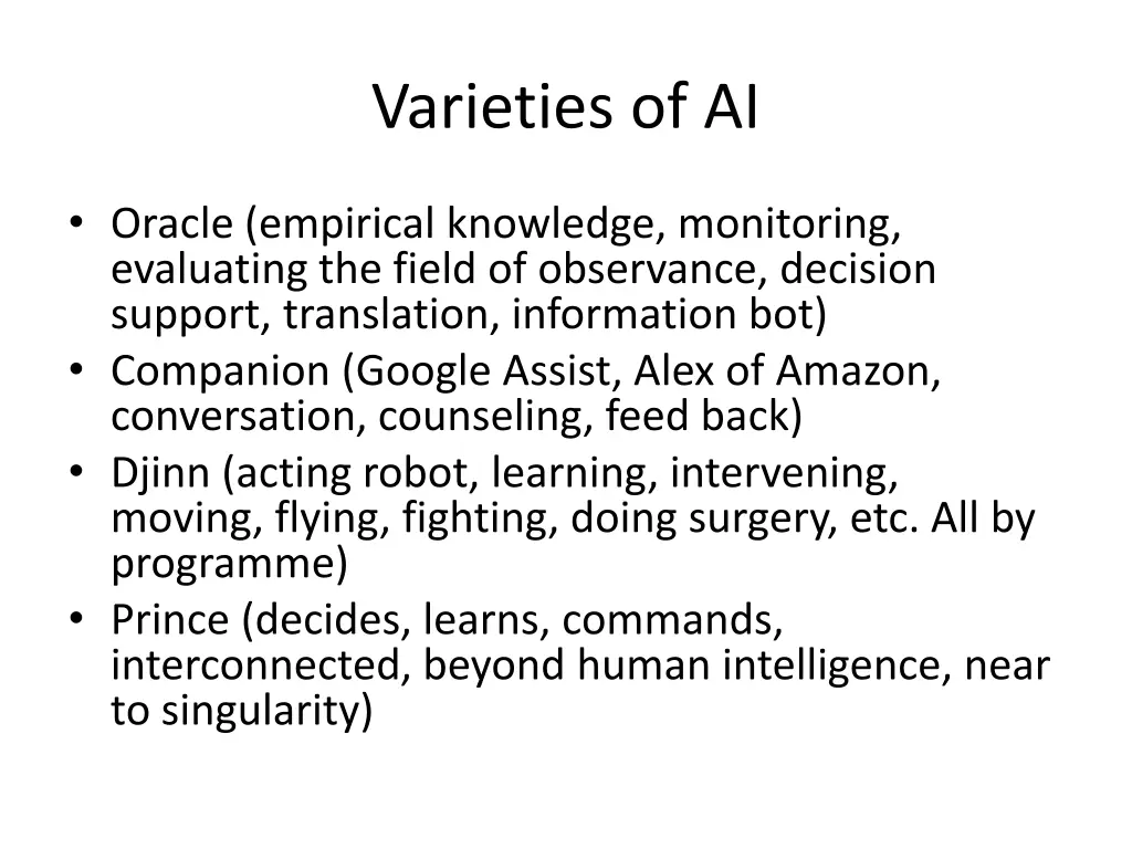 varieties of ai