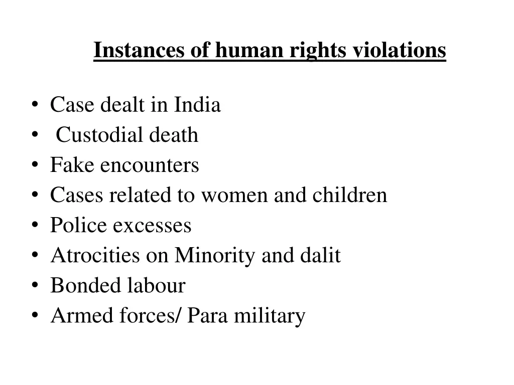 instances of human rights violations