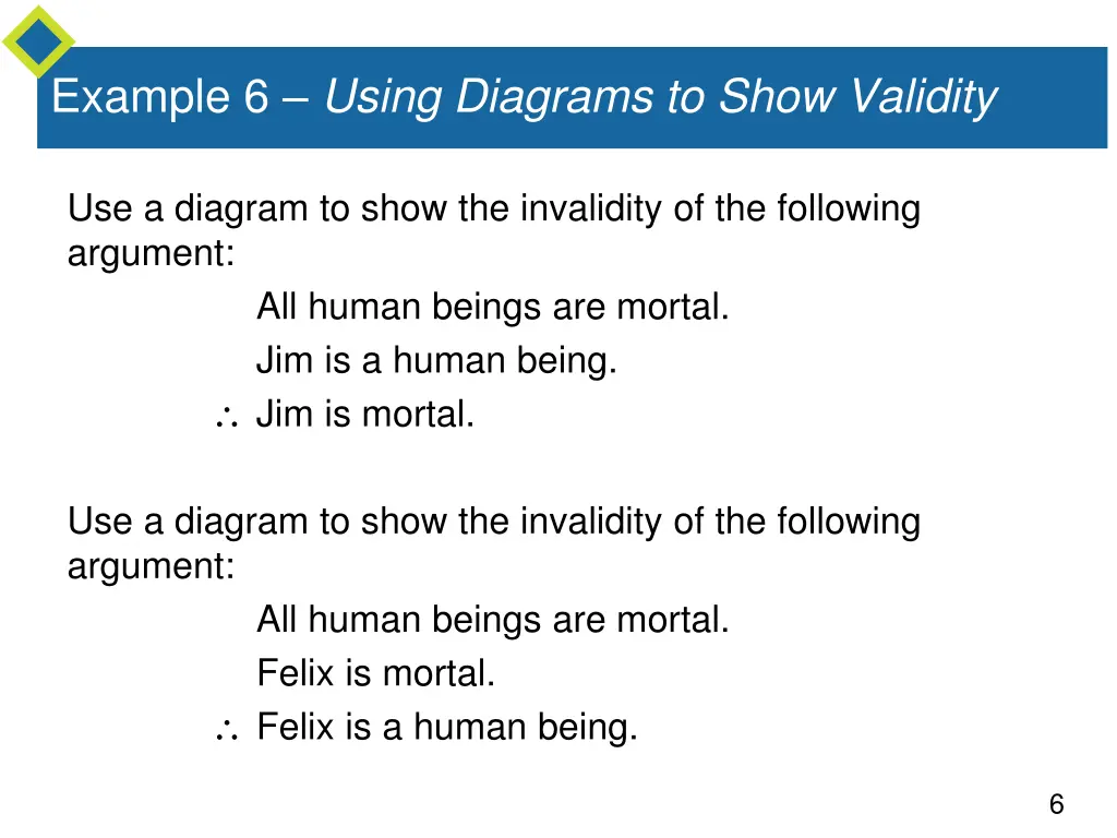 example 6 using diagrams to show validity