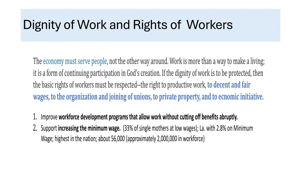 dignity of work and rights of workers