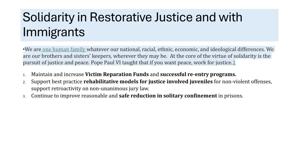 solidarity in restorative justice and with