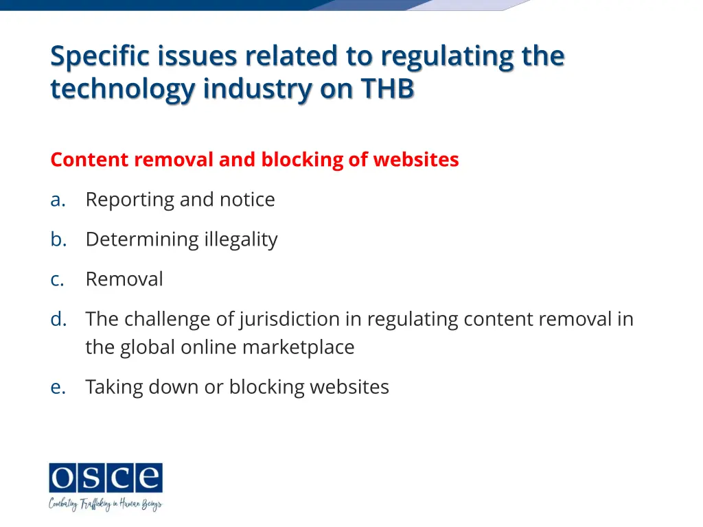 specific issues related to regulating 1