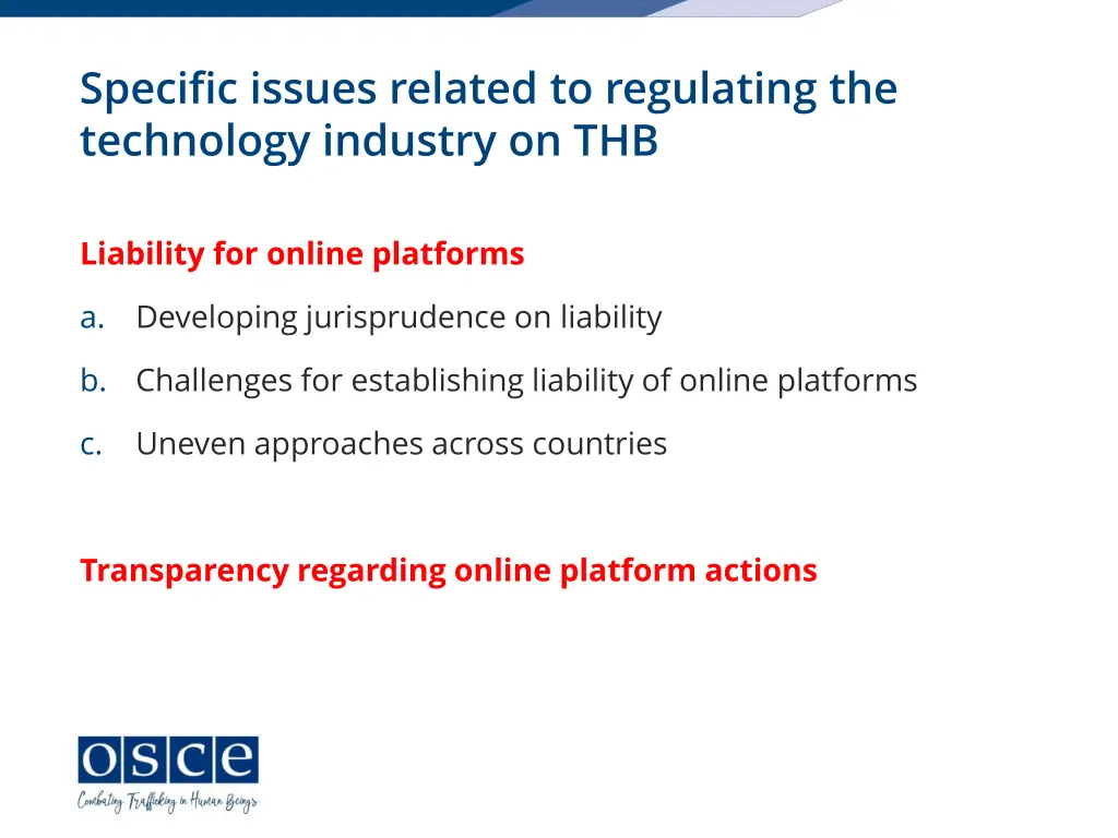 specific issues related to regulating 2