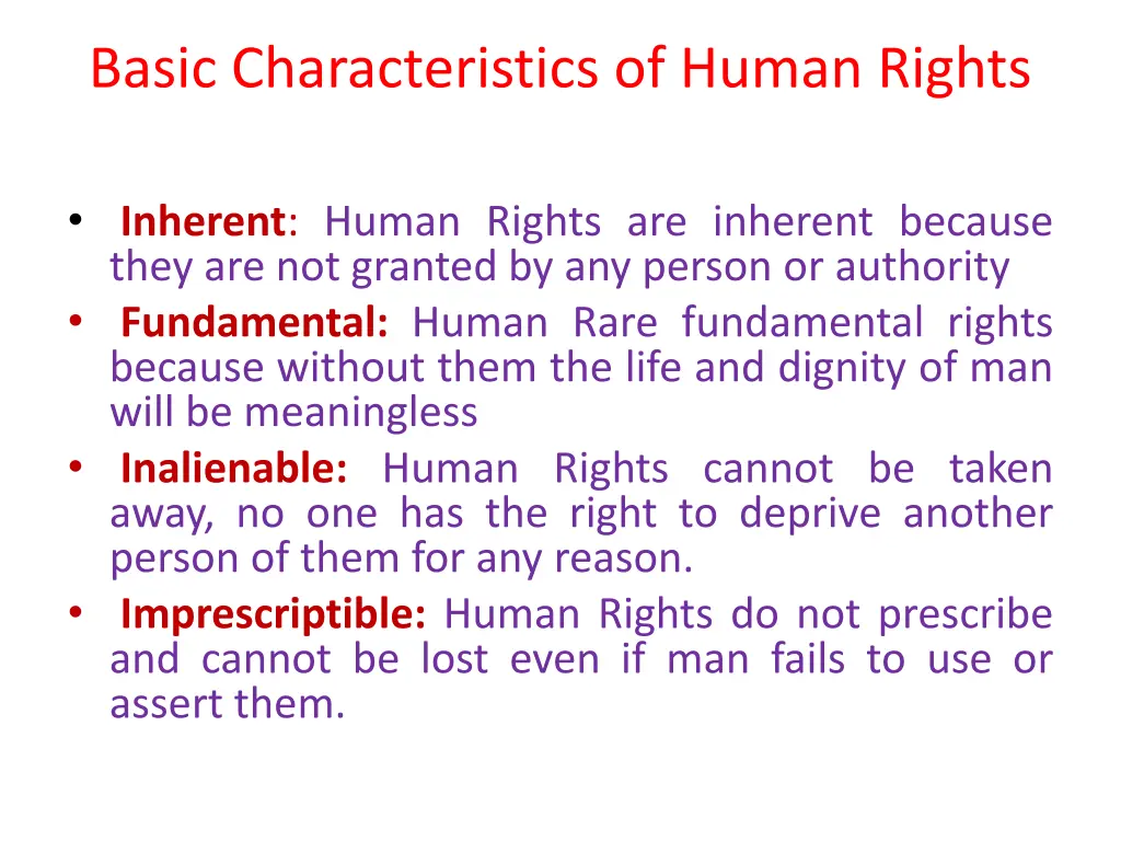 basic characteristics of human rights