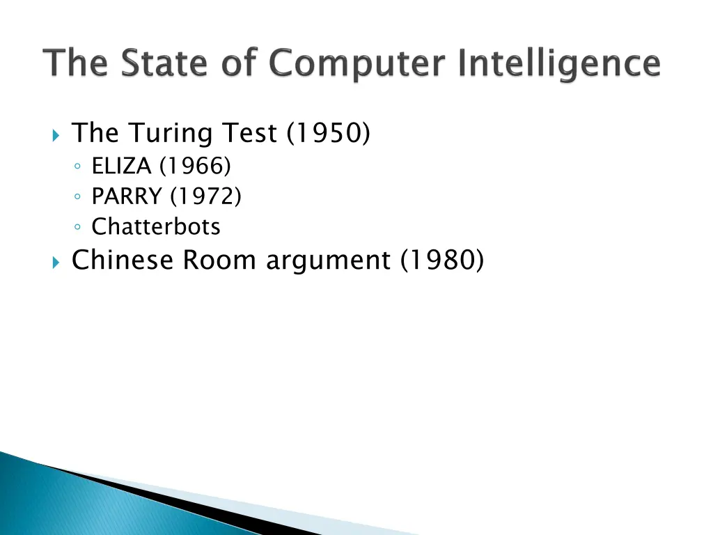 the turing test 1950 eliza 1966 parry 1972