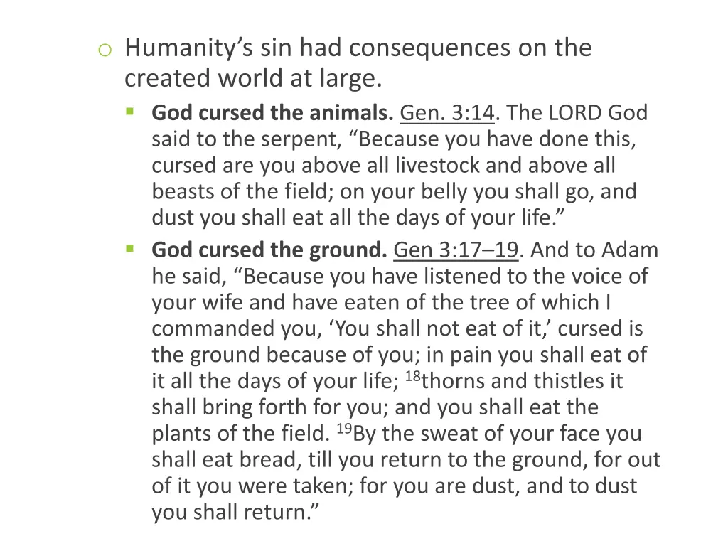 o humanity s sin had consequences on the created