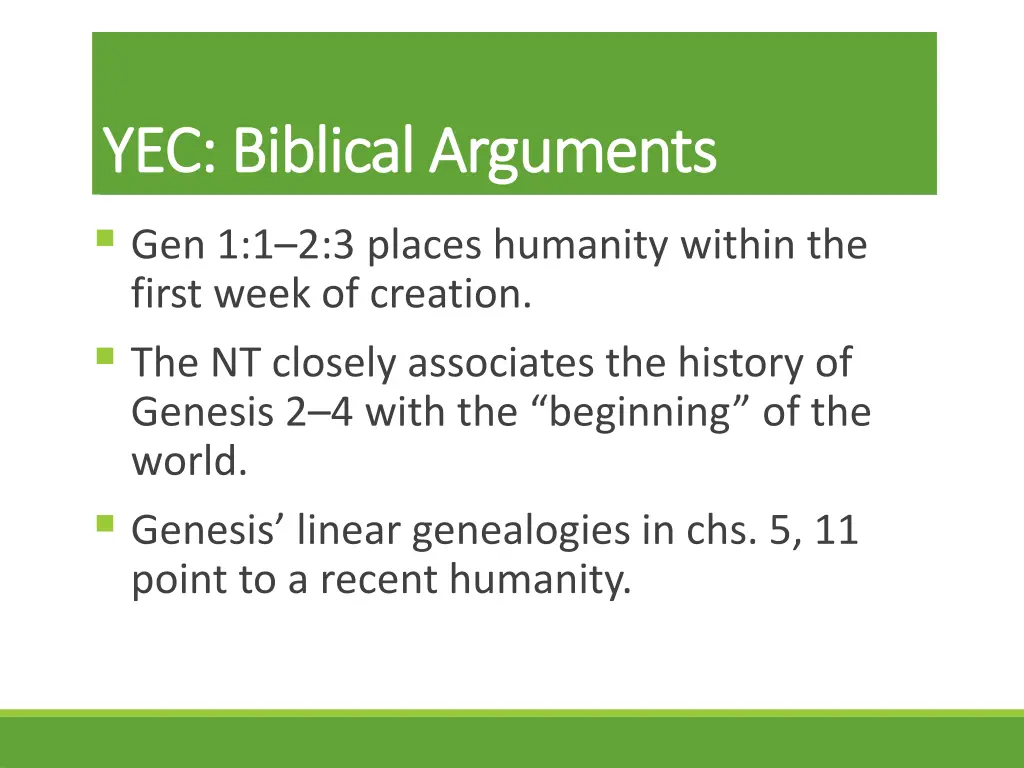 yec biblical arguments yec biblical arguments 1