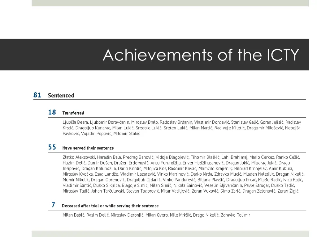 achievements of the icty 1