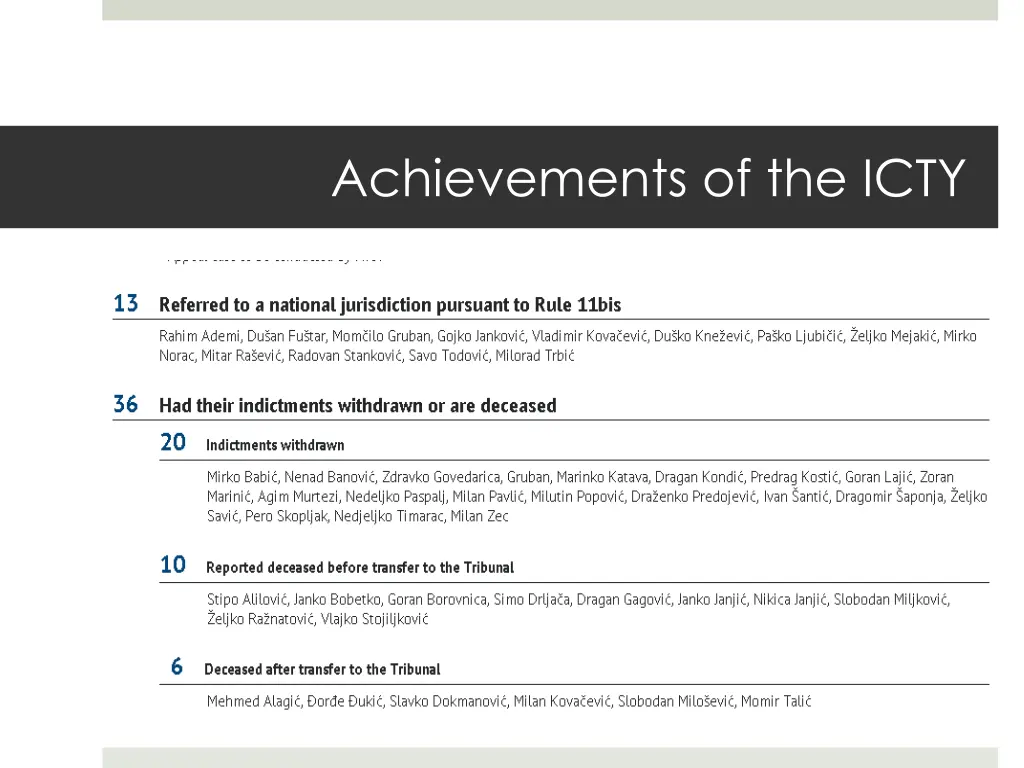 achievements of the icty 2