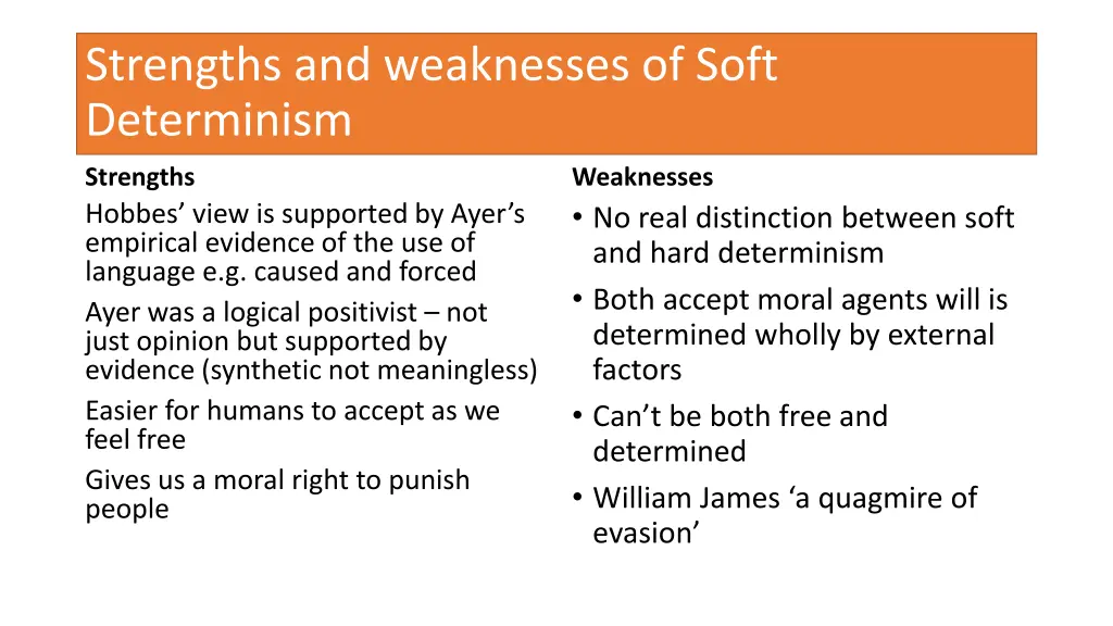 strengths and weaknesses of soft determinism