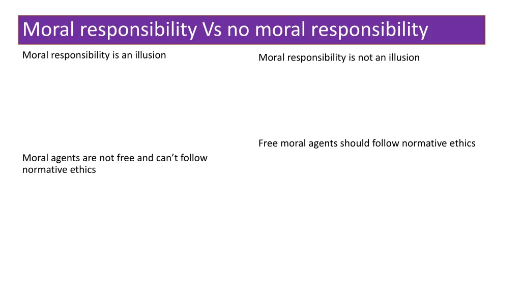 moral responsibility vs no moral responsibility