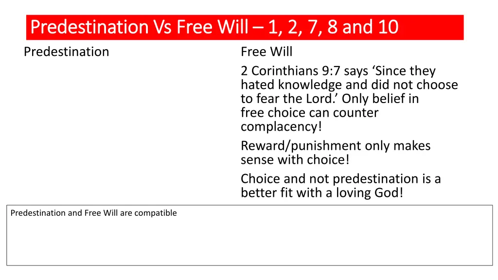 predestination vs free will predestination