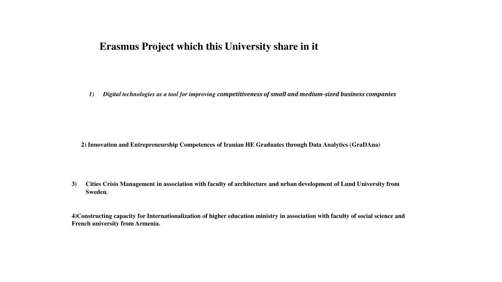 erasmus project which this university share in it